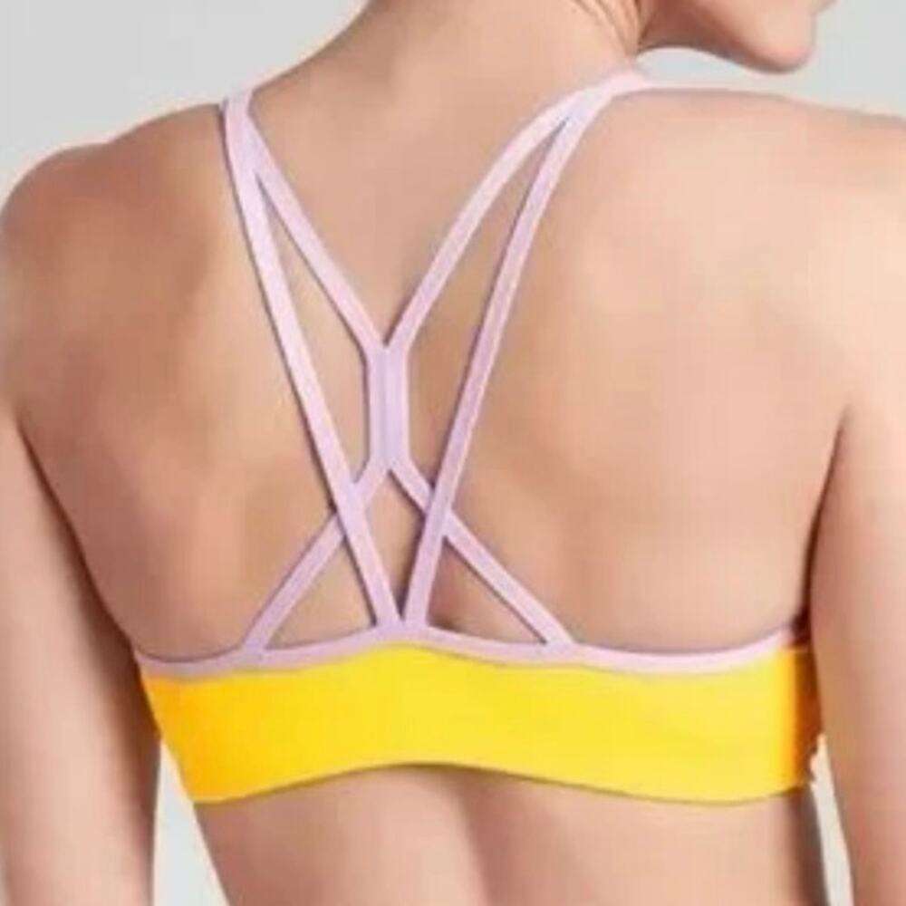 Athleta Chroma Strappy Back Sunny Two Tone Bikini Top Medium